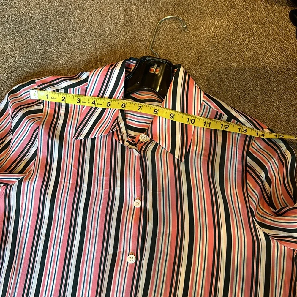 NWOT Etcetera Striped Blouse Pink and Green Size 2 - Picture 12 of 16